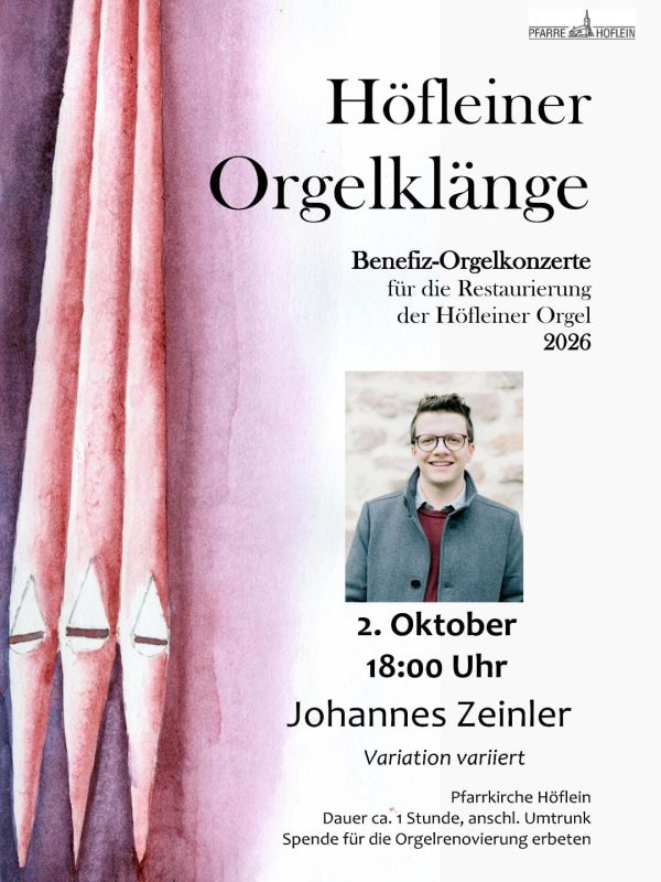 Orgelklänge Johannes Zeinler 2.Oktober 2026